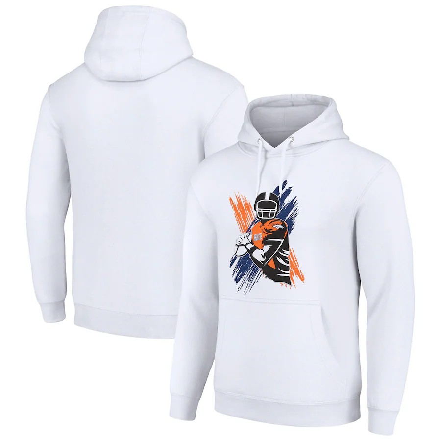 Men denver broncos white NFL 2024 hoodie